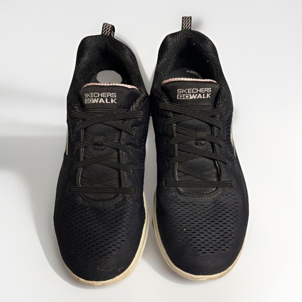 Skechers Black/Light Pink Go Walk 5 Lake Views Womens Lace Up Size 9 - Picture 2 of 11